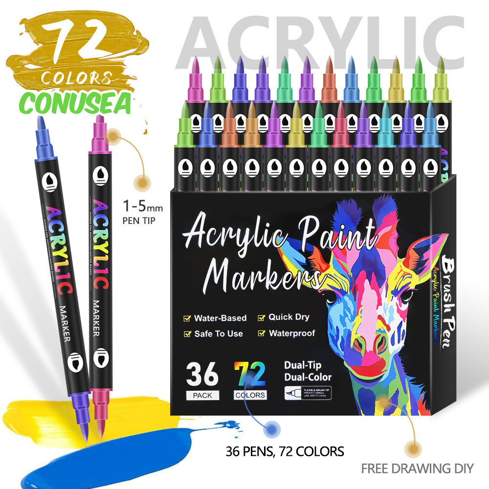 Kids Education Tips - Acrylverf Markers Dual Tip 24/48/72 Kleuren