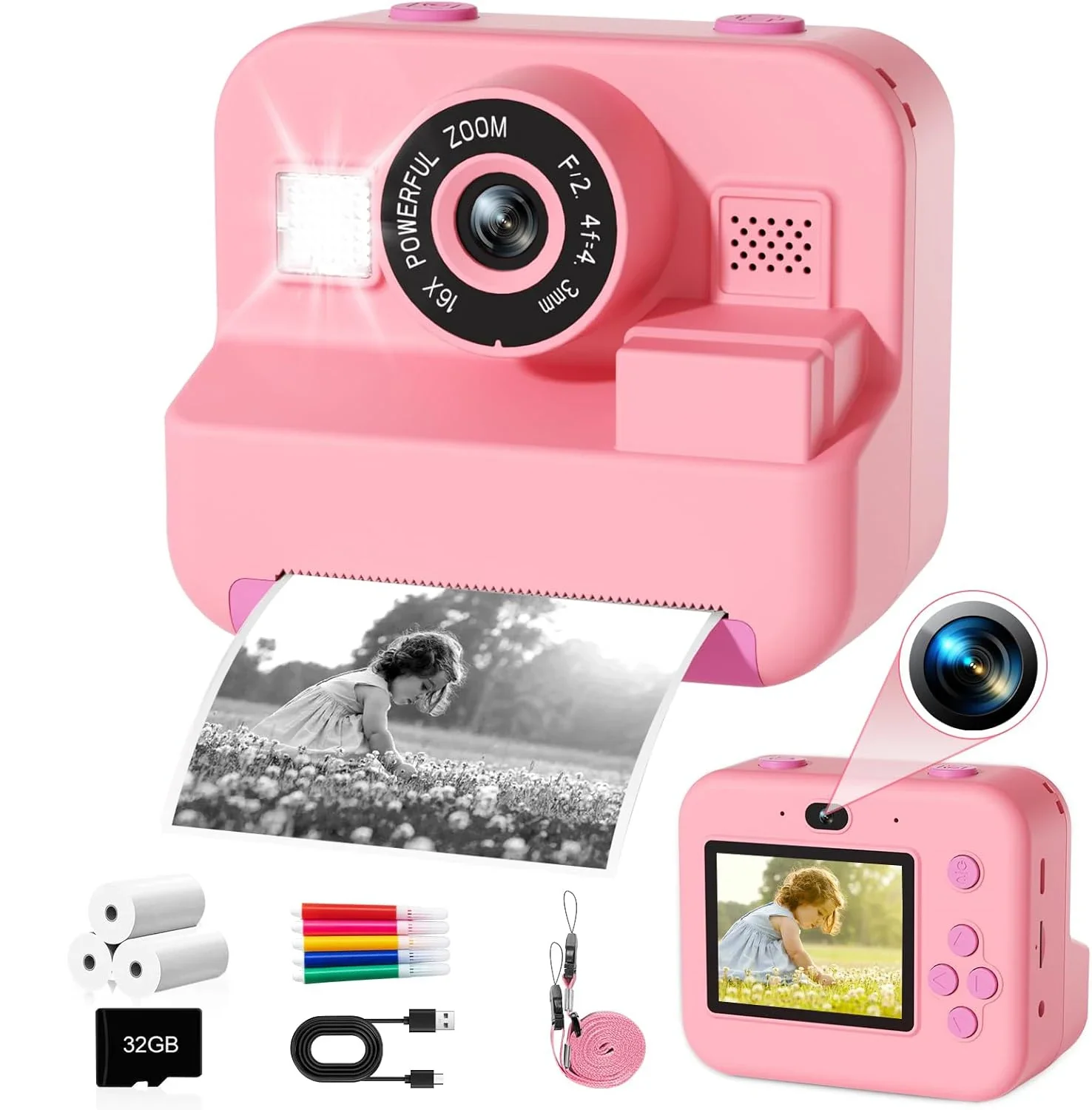 Kids Educational Videos - Digitale Kindercamera, Instant Print En Video-Opname,