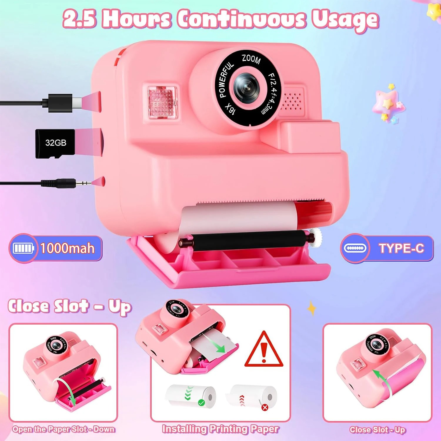 newInstant Print Camera Met 32 - Kids Educational Videos recensie en prijs